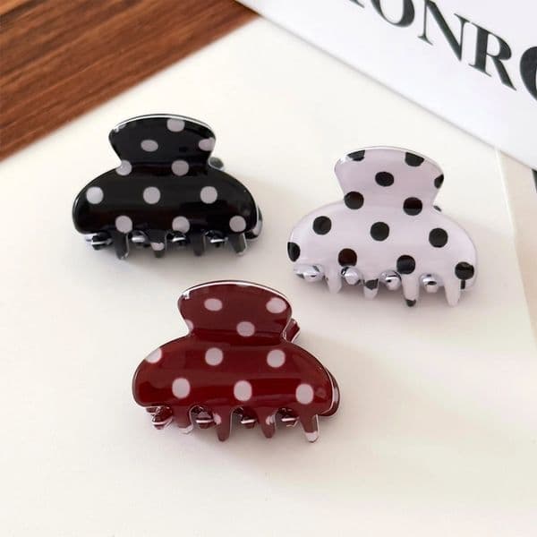 1PC Polka Dot Mini Hair Claw Clips For Women Cute Acrylic Clamps Sweet Fashion Accessory Daily Hairstyles Bangs 260429
