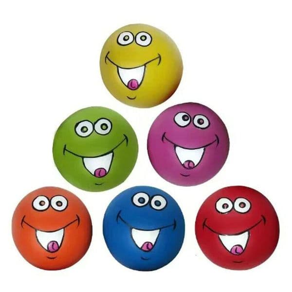 New Colorful Latex Pet Chew for Teeth Cleaning, Sounding Smiling Face Cartoon Toy Wholesale