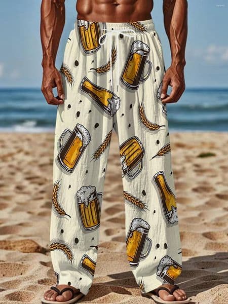 Men's Pants Beer Wheat 3D Printed And Women's Same Style Beach Elastic Waist Casual Fashion Street Wear