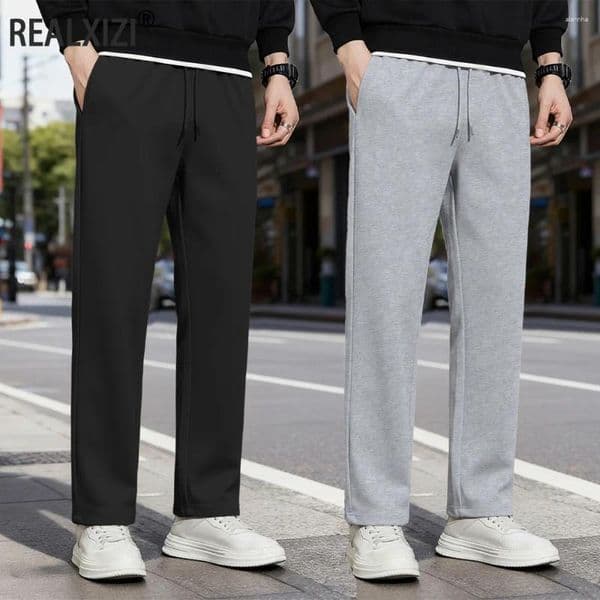 Men's Pants Casual Elastic Waist Drawstring Sweatpants Men Loose Sports Straight Jogging Long Clothing