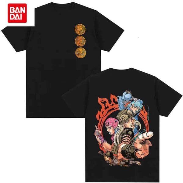 Bandai Anime JoJo Bizarre Adventure STEEL BALL RUN Gyro Zeppeli Diego Brando Johnny Joestar T Shirts Men Clothing Short Sleeves T-shirt L260429