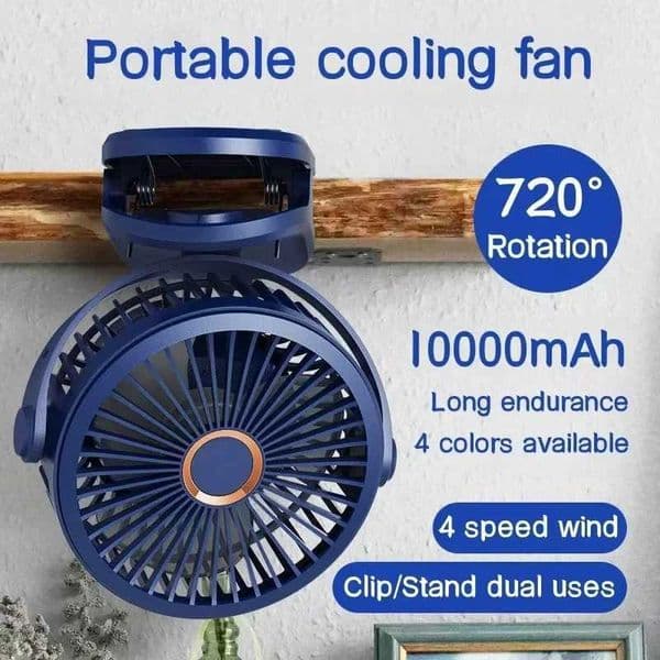Portable USB Table Clip Fan 8000mAh Rechargeable Mini Desk Stand Fan Rotation Air Cooling Ventilador L260429