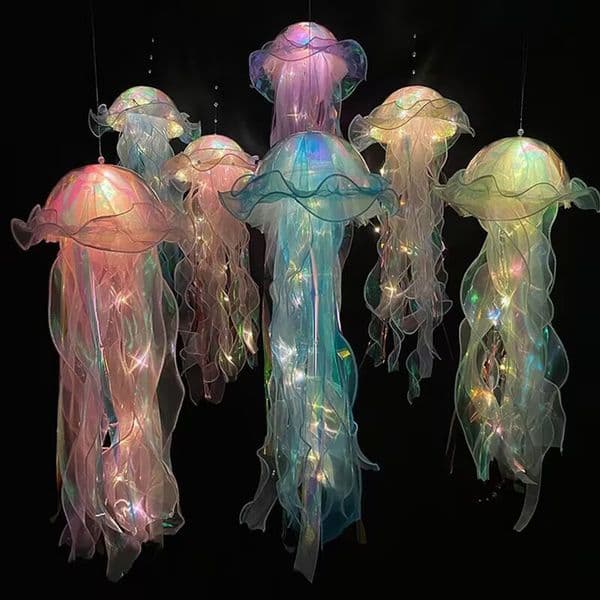 DIY Jellyfish Lantern Under The Sea Colorful Lamp Girl Bedroom Atmosphere Decoration Mermaid Theme Party Decor w260429