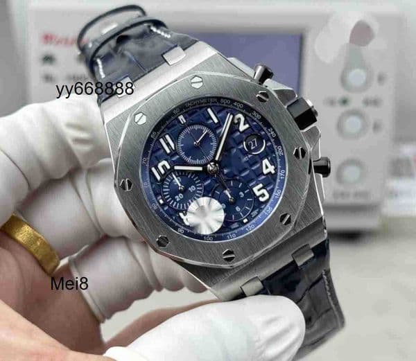 Luxury Automatic Mechanical Watch RoyalOak 26238 42mm Designer Mens Offshore Chronograph 3126 Movemen Steel Blue Dial Watch Skeleton Wristwatch Carbon Fiber MeiI