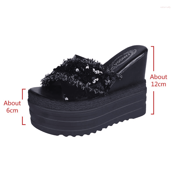 Slippers 2026 Summer Water Diamond Women's Shoes Fish Mouth Cool Slope Heels