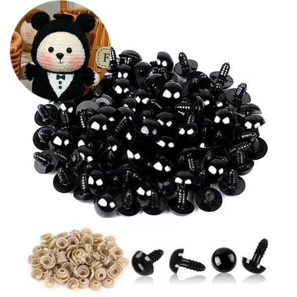 100pcs 5/6//7/8/9/10/12/14/18/20mm Plastic Safety Eyes For Toys Diy Mix Size Crochet Animal Eye For Doll toys Accessories W260428