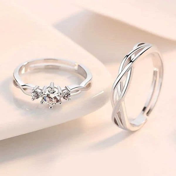 Fashion Silver Color Couple Rings Korean Simple Personality Romantic Pair Rings For Men And Women Adjustable Opening Gift Z260428