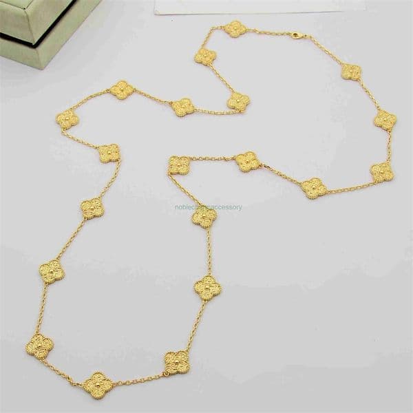 clover necklace Vanly Cleeffs jewelry Four-leaf flower necklace with 20 flowers long butterfly