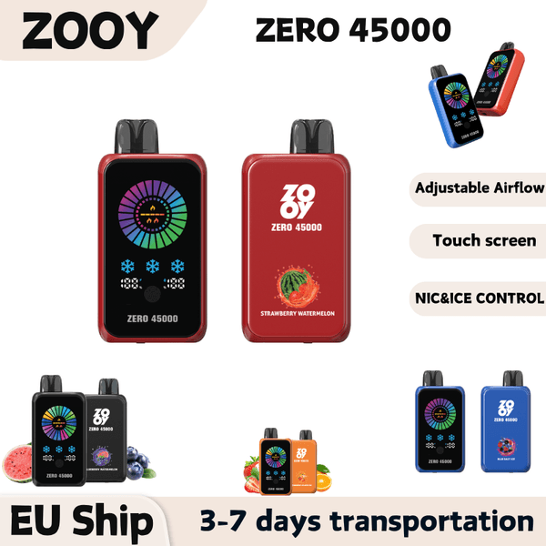 Zooy Zero 45000 Puffs Battery Adjustable Airflow Double Mesh 45K Puffs EU Warehouse Adjust Nicotine and Ice Level Disposable Vape Pen