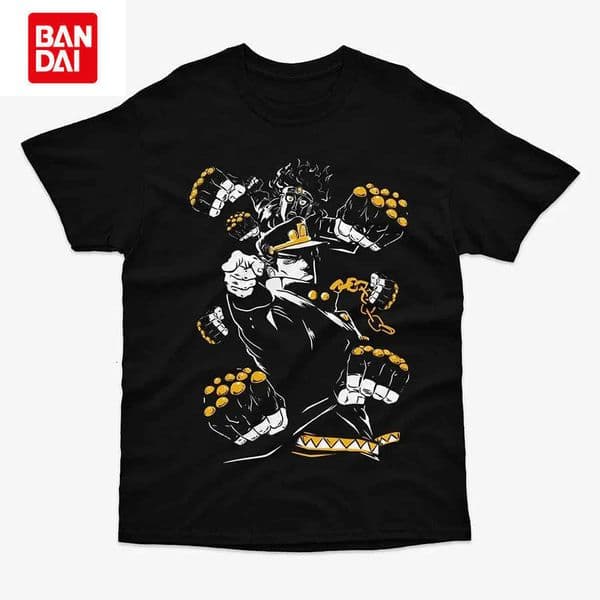 Bandai JoJos Bizarre Adventure Stardust Crusaders Jotaro Kujo Star Platinum Anime Graphic T Shirt Manga Streetwear Cotton Tee L260429
