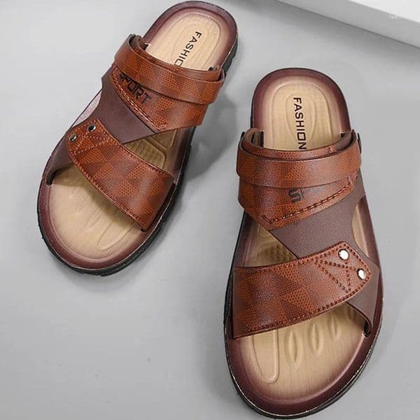 Sandals Leather For Men Summer Fashion Beach Shoes Male Trend Men's Casual Slippers Non-slip Open-toe