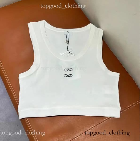 2026 Lowe Tanks & Camis Anagram-Embroidered Cotton-Blend Tank Top Shirt Designer Sleeveless Sports Bra Vest Ladies Solid Elastic Shirt c59