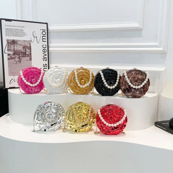 Dinner Bag Clutch Bag Flower Disc Trendy Fashion Shoulder Crossbody Bag New Women's Niche Design Bag
