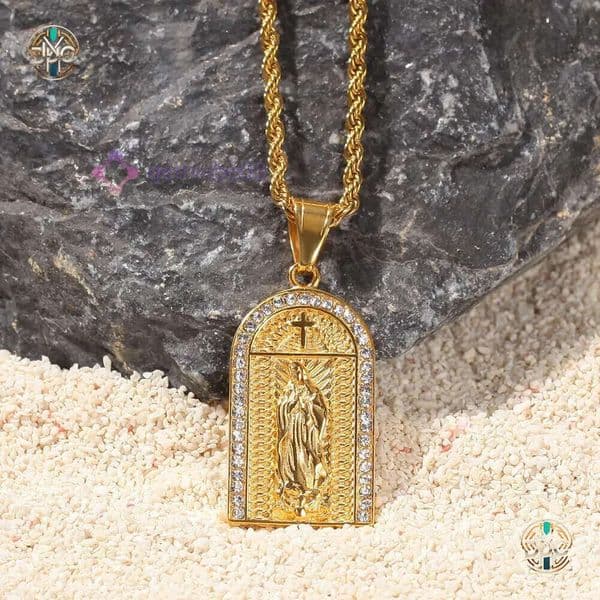 personalized Gold Hip Hop Bling Diamond Church Cross Virgin Mary Pendant Necklace Twist Chain for Men Women Bijoux Rapper Chains Jewelry