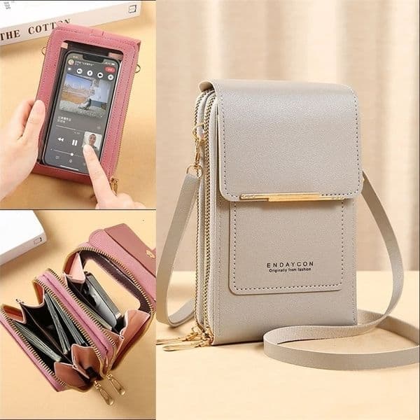 Crazy Bag Fashion Touch Screen Lock Cell Phone Bag Womens Mobile Phone Card Holder Crossbody Shoulder Bag260416w