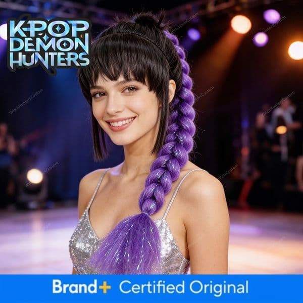European and American cross-border K-pop witch group Rumi single braided wig, fishbone hair tie, purple large braid