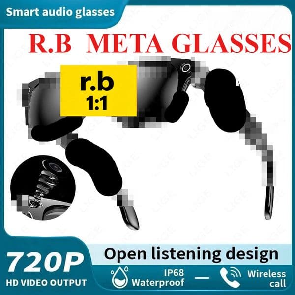 R.B META AI Smart Glasses Sunglasses 2026 HD Camera Photograph Control Voice Recording Translation Bluetooth Call Sports Waterproof Anti-Uv Sunglasses