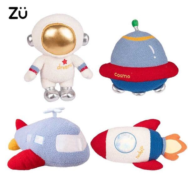 ZU Space Theme Party Home Decor Cute Astronauts UFO Rocket and Plane Plush Toys Boys Tent Room Throw Pillows W260428