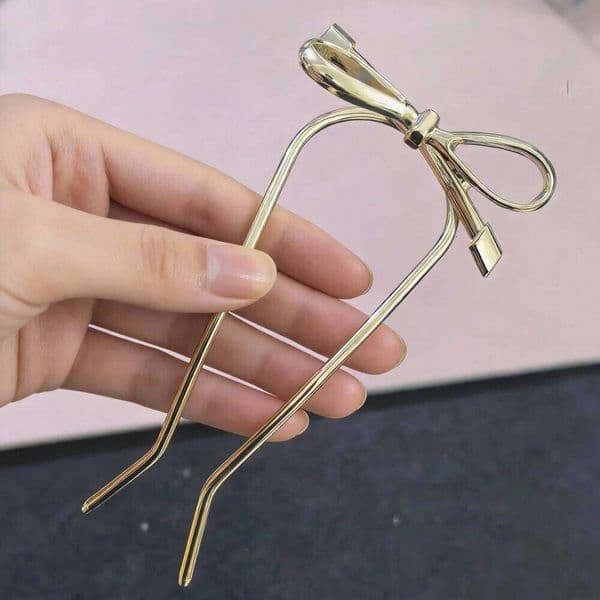 Metal Bow U-Shaped Fork Women Elegant Bowknot Stick For Bun/Updo Bridal Hairpin Wedding Hair Accessories Gift