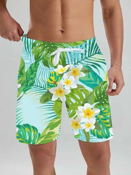 Men's Shorts Hawaiian Beach Tropical Plant Patterns 3D Printed 2026 Swin Trunks Vacation Clothing