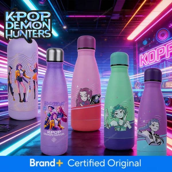 1Pc Kpop Demon Hunters Officially Licensed Stainless Steel Water Bottles Large Capacity Thermos Leak Proof Drinkware Great Gift