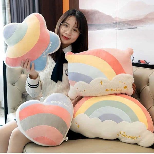 INS HOT Candy Color Cloud Star Plush Pillow Colorful Rainbow Crown Pillow Cushion Sofa Home Decoration Throw Pillow Toy W260428