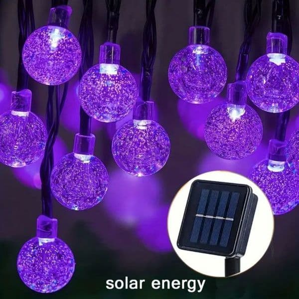 1pc Solar Purple Bubble Ball String Light 8 Functions Diameter 17cm067inch Halloween Decorative Lights w260429
