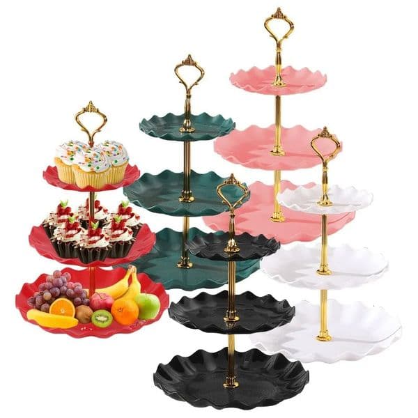 Cake Stand Plastic Dessert Cupcake Holder Multi Layer Fruit Tray for Graduation Party Birthday Wedding Display 260428