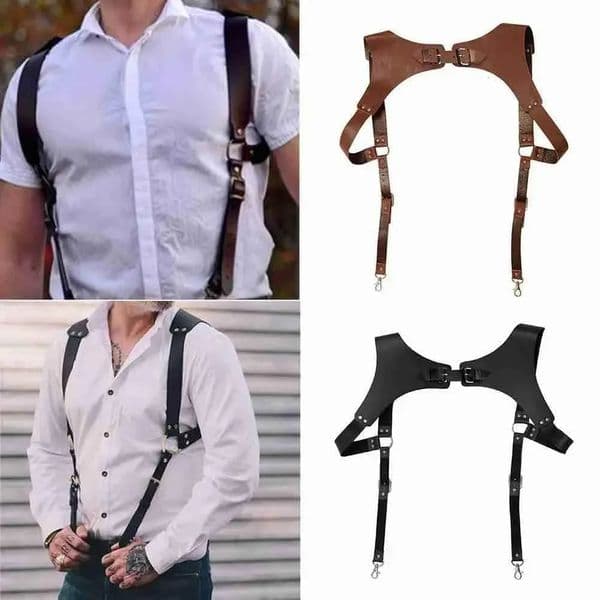Mens Suspenders Belts Fashion Gentle Sportsman Leather Straps Adult Vintage 260429