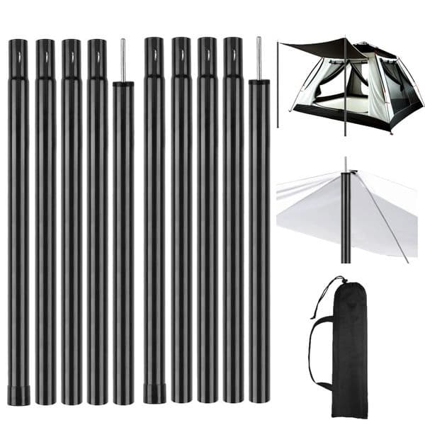 Telescopic Tent Poles Set of 2 Universal Adjustable Aluminium Camping Awning Sun Sail Shelter Rods Tarp Accessories 260428