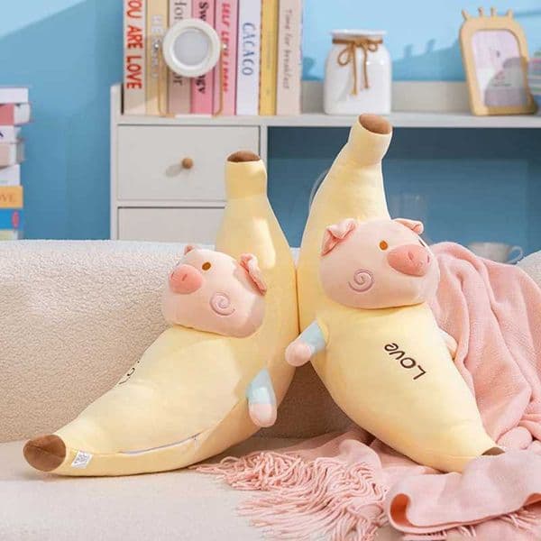 50cm Banana Pig Pillow Soft Plush Toys Sofa Bed Lumbar Cushion For Home Decor Stuffed Plushies Animal Love Pig Banana Pillow W260428