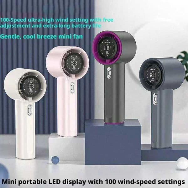 Portable Handheld Fan Speed 100 Adjustable Turbo Personal Digital Display Gifts for Women Men Travel/Camping/Outdoor L260429