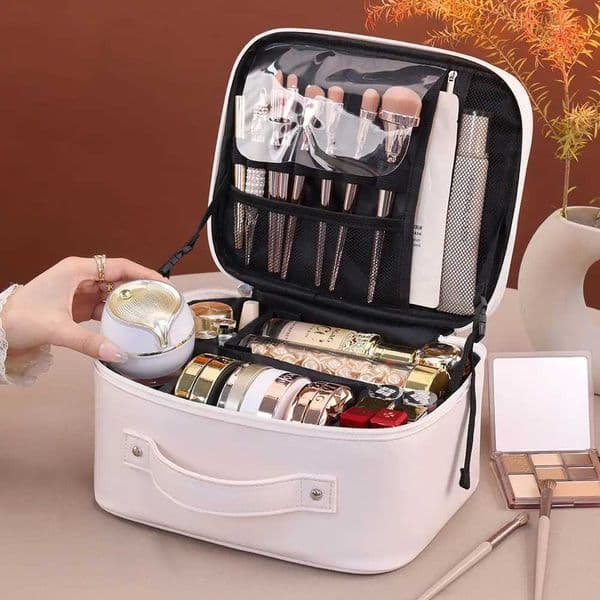 Carry on Luggage Storage Box Large Multifunctional Makeup Bag Dividers Travel Cosmetic Organizer PU Waterproof Toiletry Pouch LL260429
