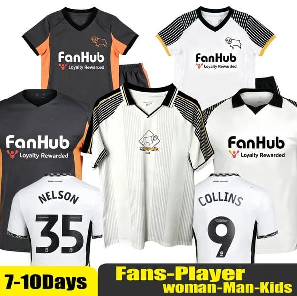 Derby County soccer jerseys 95 96 FORSYTH MENDEZ-LAING GOUDMIJN JACKSON NYAMBE ADAMS home away 2025 2026 jersey football shirts Children's suit kids