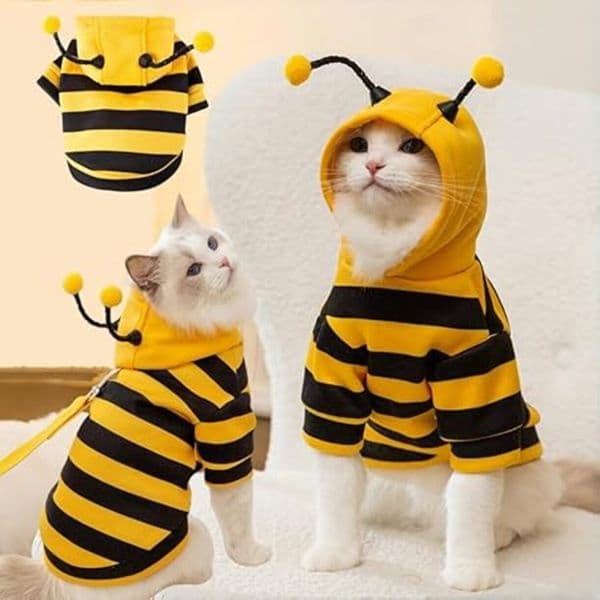 Luxury Dog Cat Antennae Dog Costume Hoodies Cute dog Bee Stripes Kitten Puppy Pet Apparel (,Yellow&Black cat Cat Free Shipping Shipping