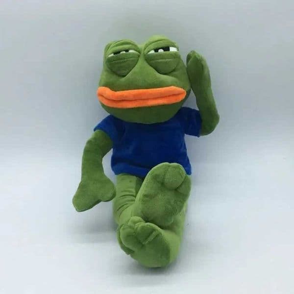 45cm Sad Frog Plush Toy Soft Stuffed Pillow Expression Pepe The Sad Frog Animal Plush Doll Birthday Boys Girls Birthday Gift W260428