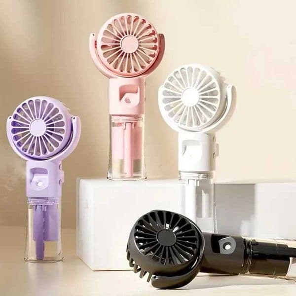 Portable hand-held spray fan with humidifier -4-speed adjustment USB charging suitable for desk or travel L260429