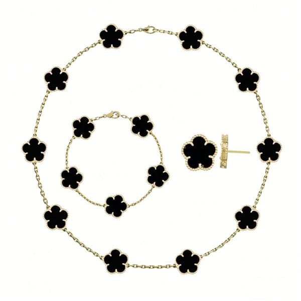 necklace designer necklace collier 18K Gold Plated Four Leaf Clover Jewelry Set Necklace Bracelet Earrings Lucky Charm for Women Anti Tarnish Multi Color Options