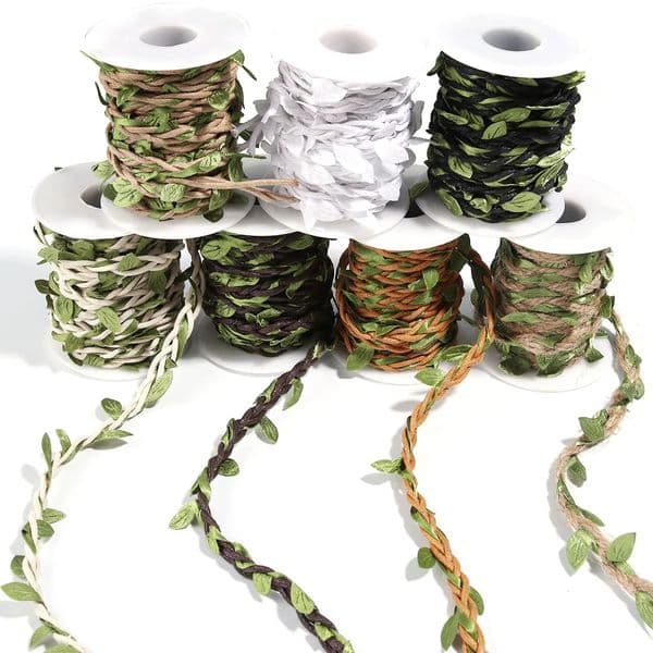 5YardsRoll Artificial Vine Leaves Weaving Hemp Rope Simulation Green For Home Wedding Party Gift Bouquet Wrap Decoration 260429