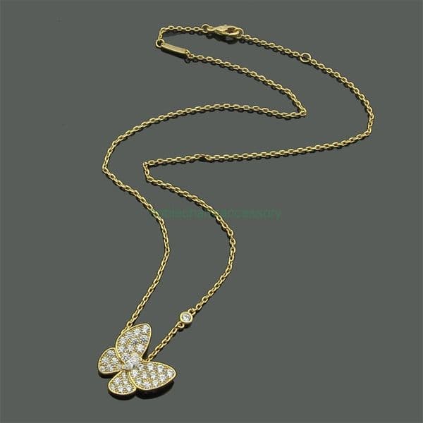 clover necklace Vanly Cleeffs Butterfly Full Diamond Necklace Womens Set butterfly