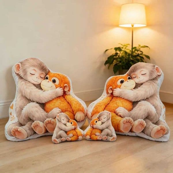 TreasuringU Cartoon Monkey Pouch Plush Toys Cute Soft Pillow Sofa Stuffed Cushion Gorilla Doll Home Decoration Gifts W260428