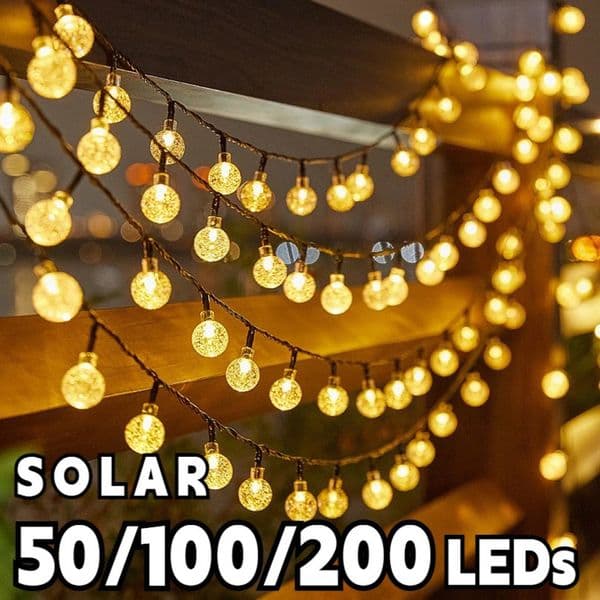 Solar Crystal Globe LED String Lights Outdoor Light IP65 Fairy Christmas Garland for Garden Party Decor w260429