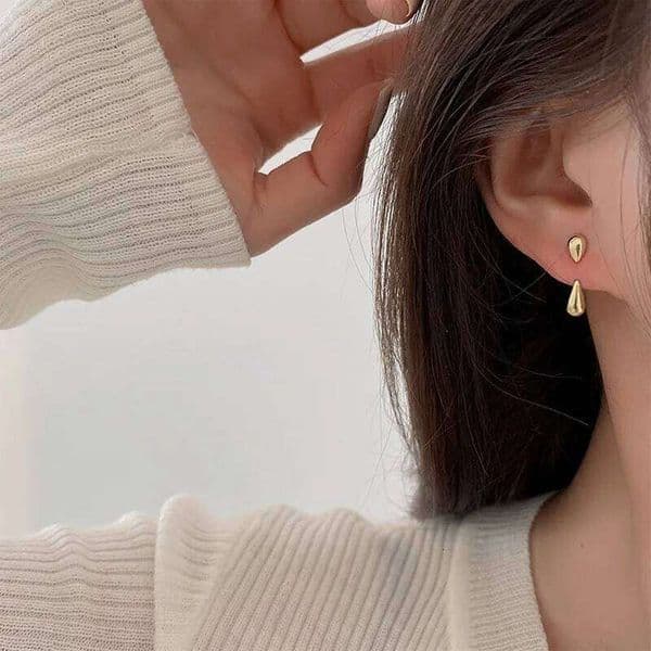 Vintage Two Ways To Wear Water Drop Metal Earrings For Women New Trendy Simple Korean boucle oreille femme Jewelry