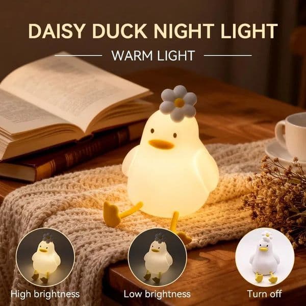 Cute Duck Led Night Light USB Rechargeable Nightlights Silicone Lamp Touch Switch Children Kid Bedroom Decoration Birthday Gift 260429