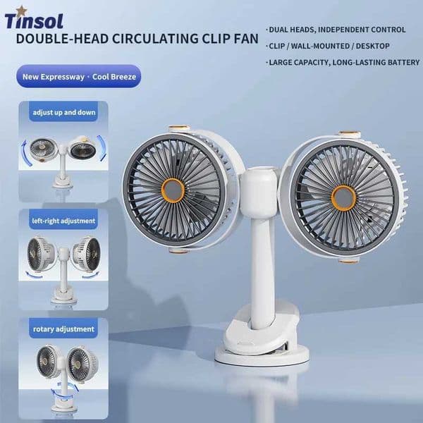 TINSOL Multifunctional Dual-Head Electric Fan Portable USB Circulation Fan Desktop Fan Dormitory Wall-Mounted Mini Fan L260429