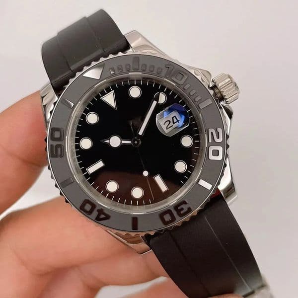 U1 Top AAA Factory ST9 Mens Luxury Designer Watch Yatch Master Dark Rhodium Wristwatches Automatic Mechanical Movement Rose Gold Dial Floding Clasp Sapphire Watch