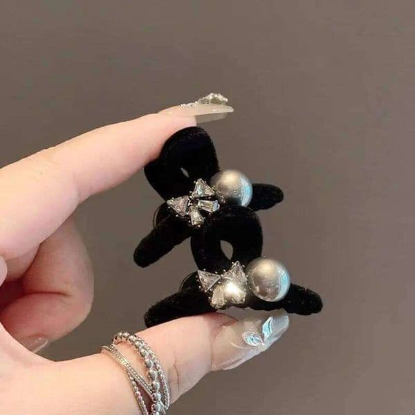1pc Sparkling Diamond Bow Pearl Small High Grade Princess Hair Exquisite Front Hairband Clip Side Grip