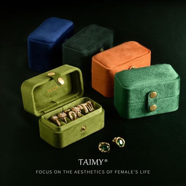TAIMY Mini Plush Velvet Ring Jewelry Box Portable Travel Storage Case Free Support Custom Service Jewelers Packaging Boxes 260428
