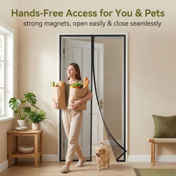 Sheer Curtains Black Fibreglass Magnetic Door Screen CustomSize Mosquito Net Curtain Fly Insect Automatic Closing Invisible Mesh For Home Decor 260428