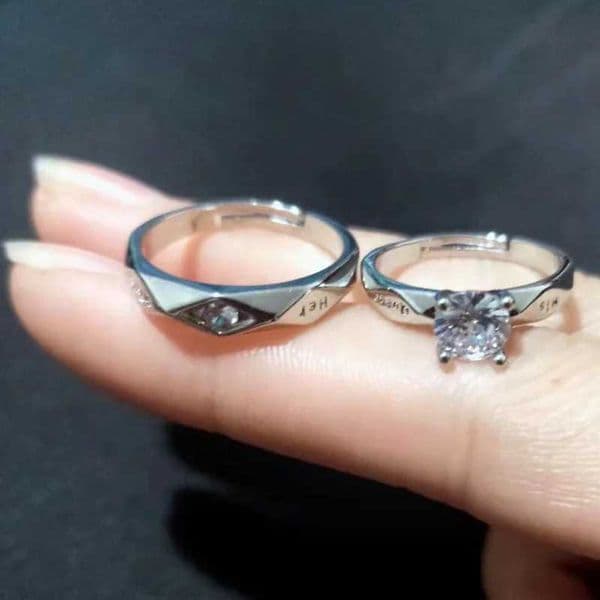 High Quality Adjustable Trendy Couple Wedding Rings for Women Men Lovers Simple Cubic Zirconia Silver Color Fashion Jewelry Z260428